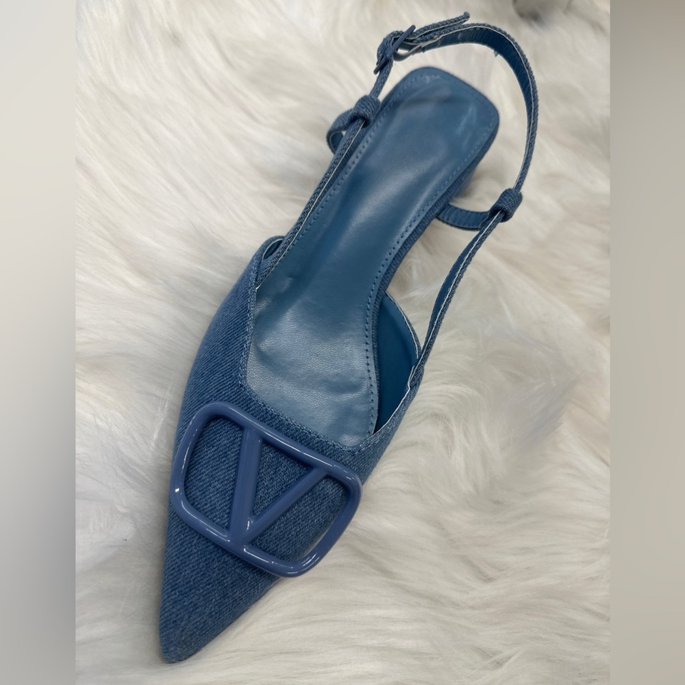 NEW! Denim Blue Women's Slingback Business Casual Shoes - Picture 7 of 8